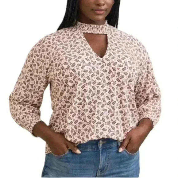 torrid Tops - TORRID Textured Jersey‎ Choker Neck Smocked Bottom Top